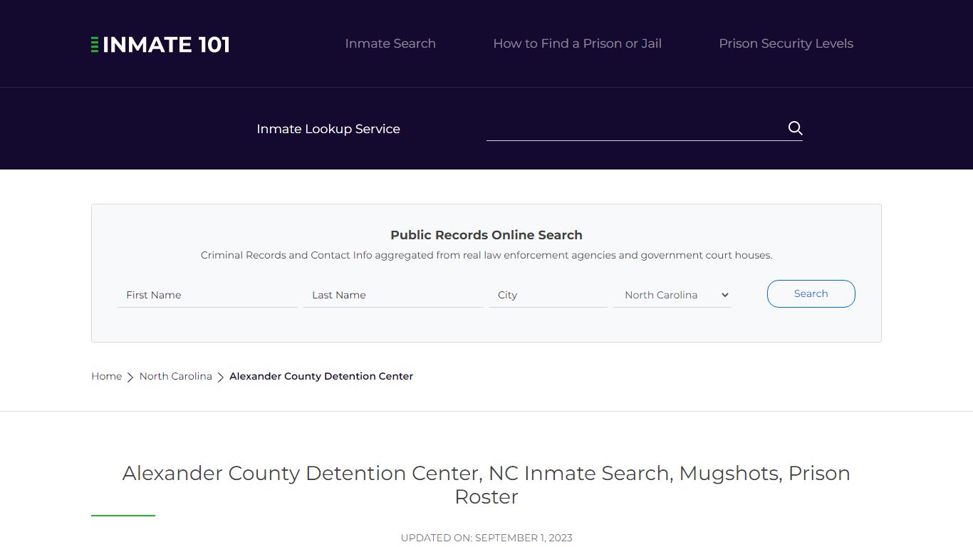 Alexander County Detention Center, NC Inmate Search, Mugshots, Prison ...